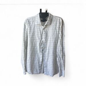 Joseph Abboud Light Gray Plaid Button Down Shirt XXL